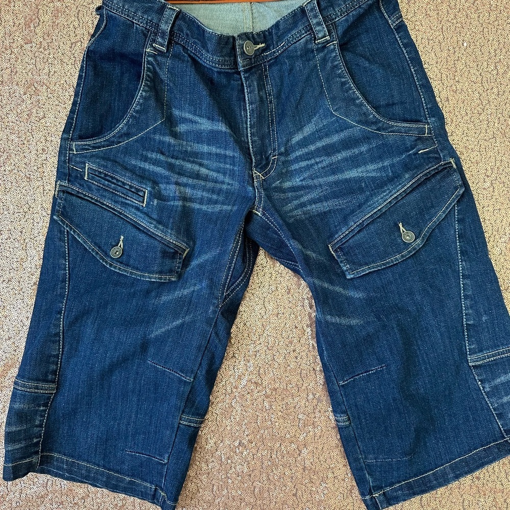 REI Cliff Cave 3/4 Length Denim Cargo Shorts Men Sz 30, Hiking, Gorkcore,